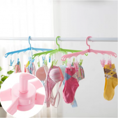 18 Pcs Combination Plastic Hanger With Hook And Multi Purpose Clip